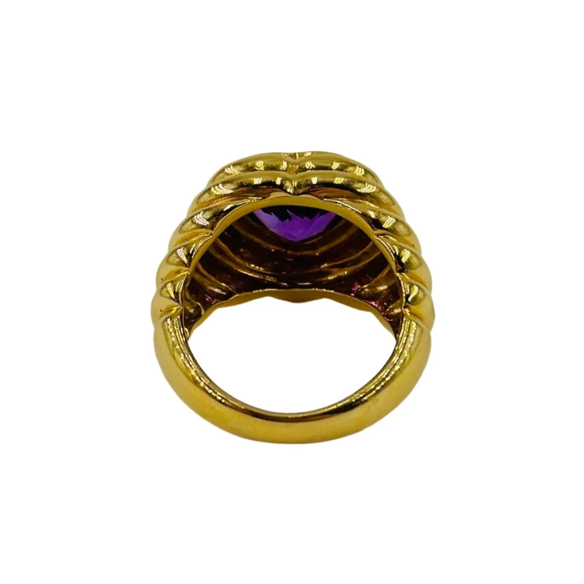 Bague Jonc Cœur en or jaune et améthyste - Image 4