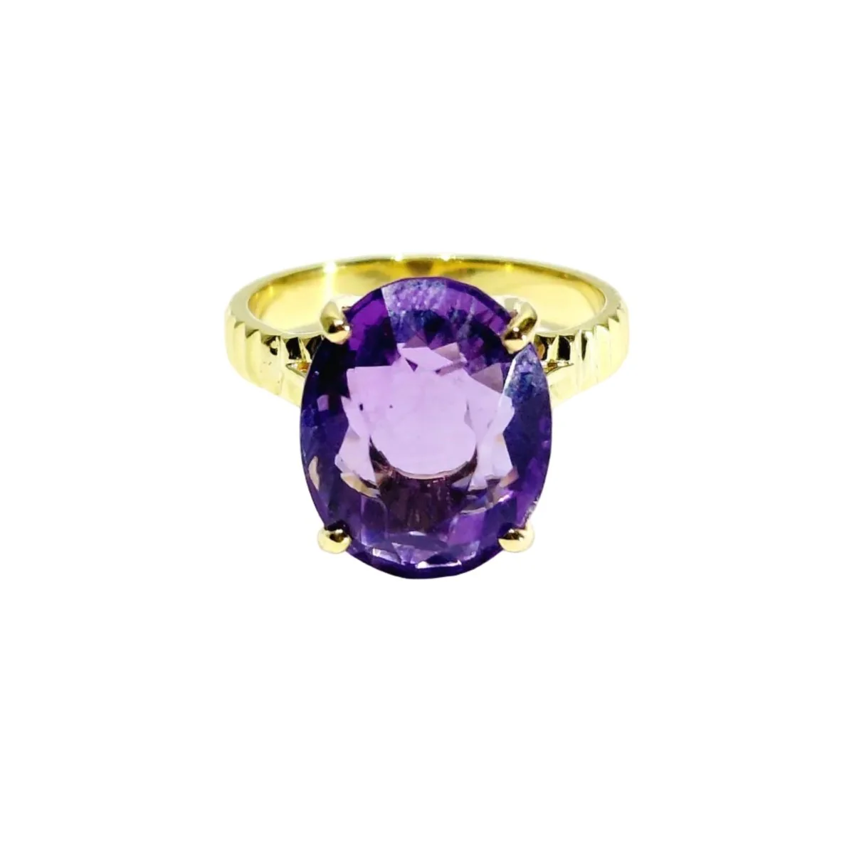 Bague Solitaire en or jaune et améthyste