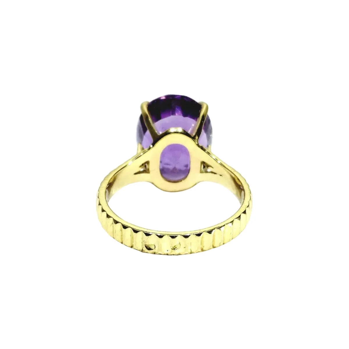 Bague Solitaire en or jaune et améthyste - Image 5