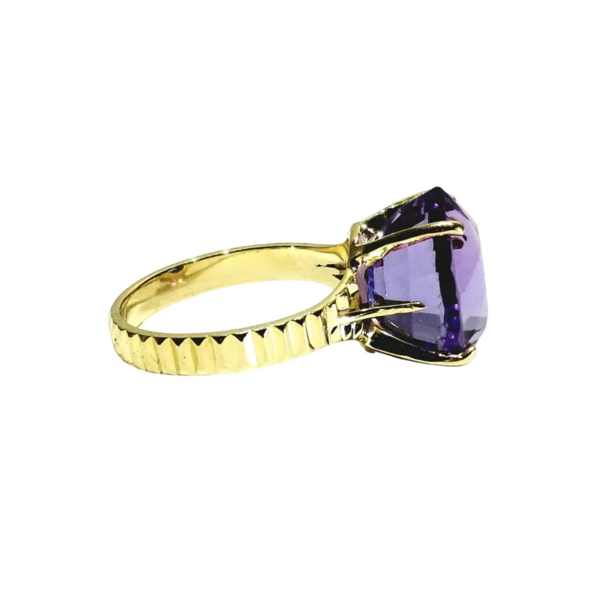 Bague Solitaire en or jaune et améthyste - Image 6