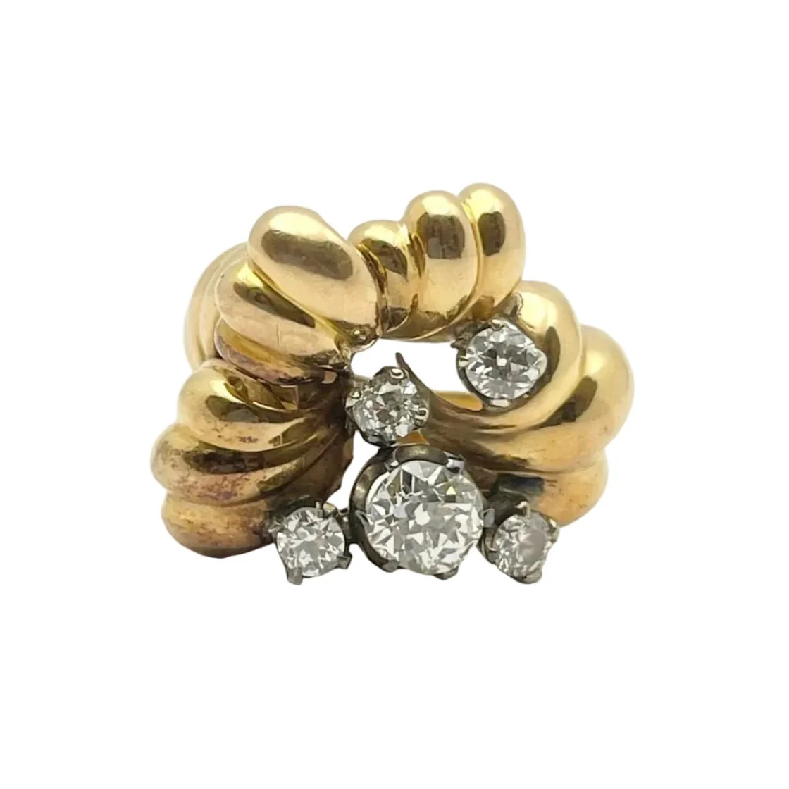 Bague en or jaune et diamants