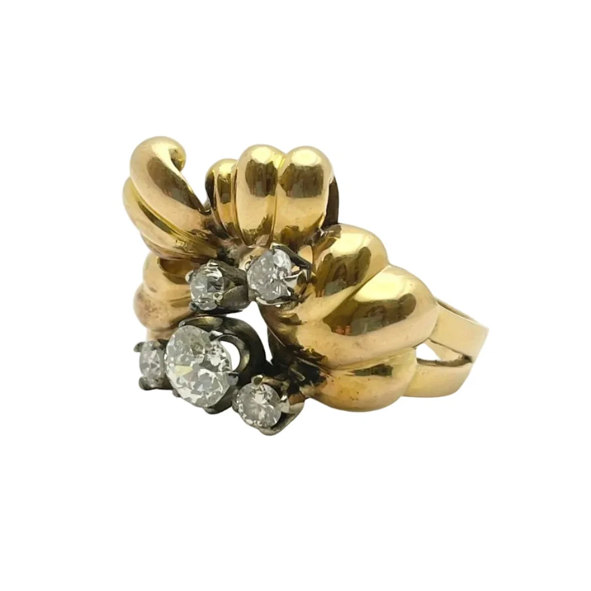 Bague en or jaune et diamants - Image 2