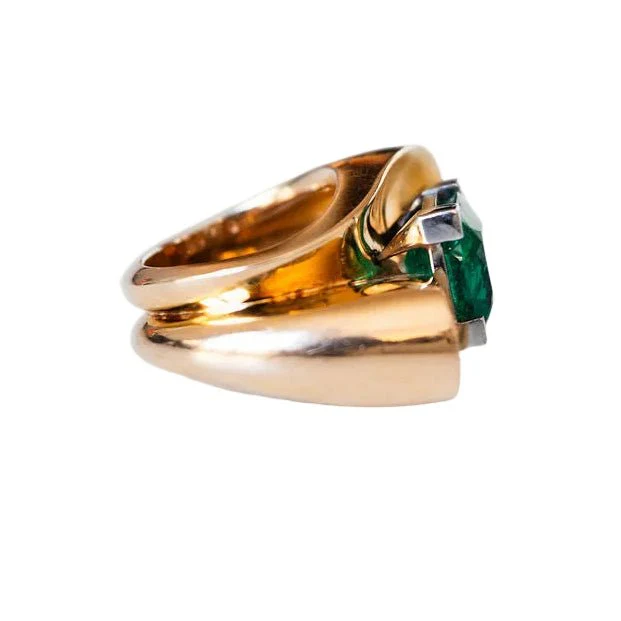 Bague Toi & Moi MAUBOUSSIN en or jaune et émeraude - Image 3