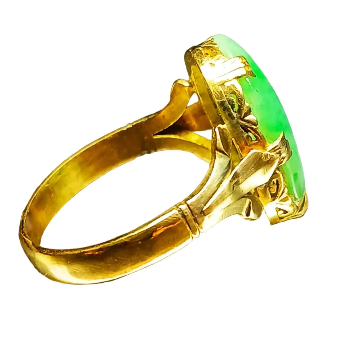 Bague Cocktail en or jaune et jade - Image 3