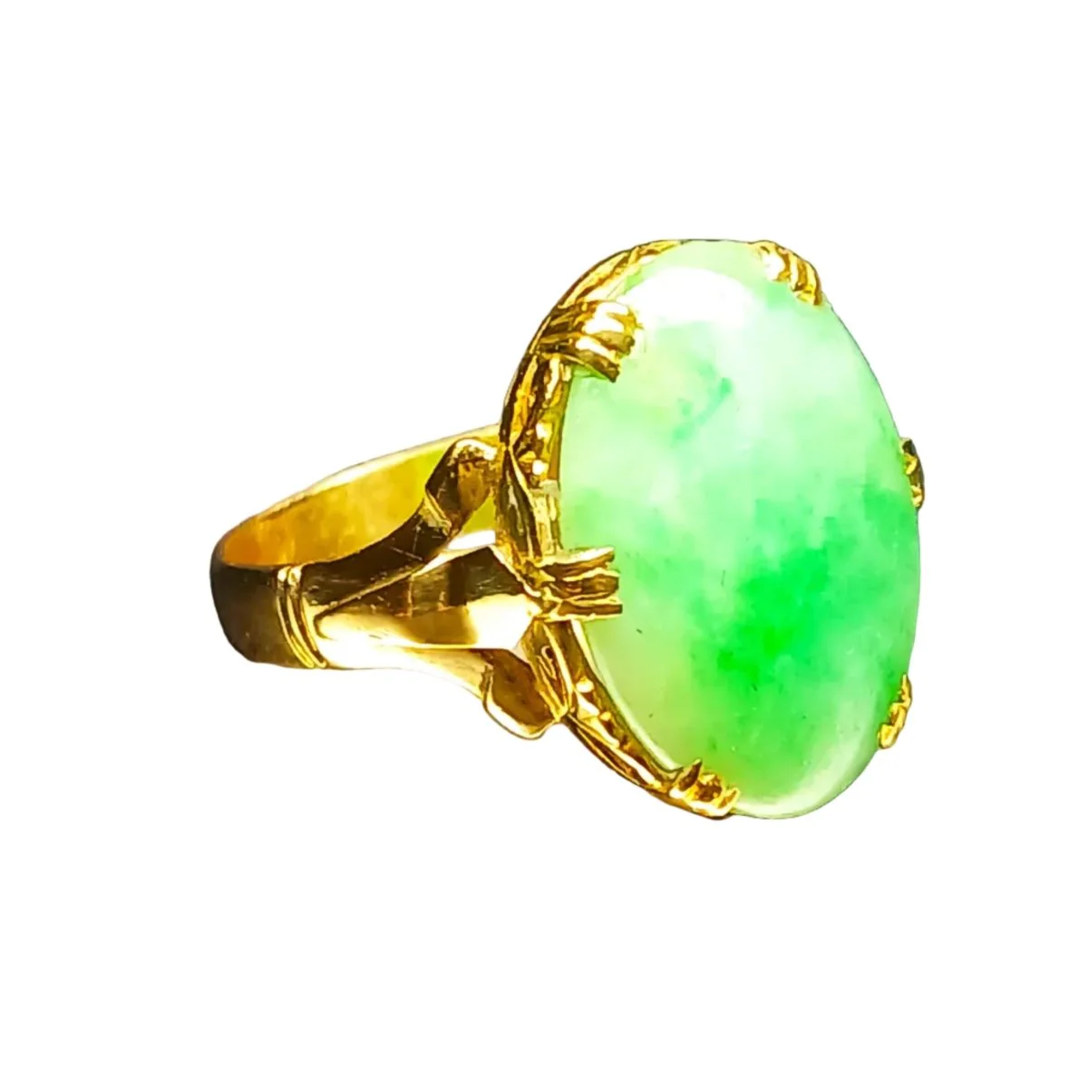 Bague Cocktail en or jaune et jade - Image 4