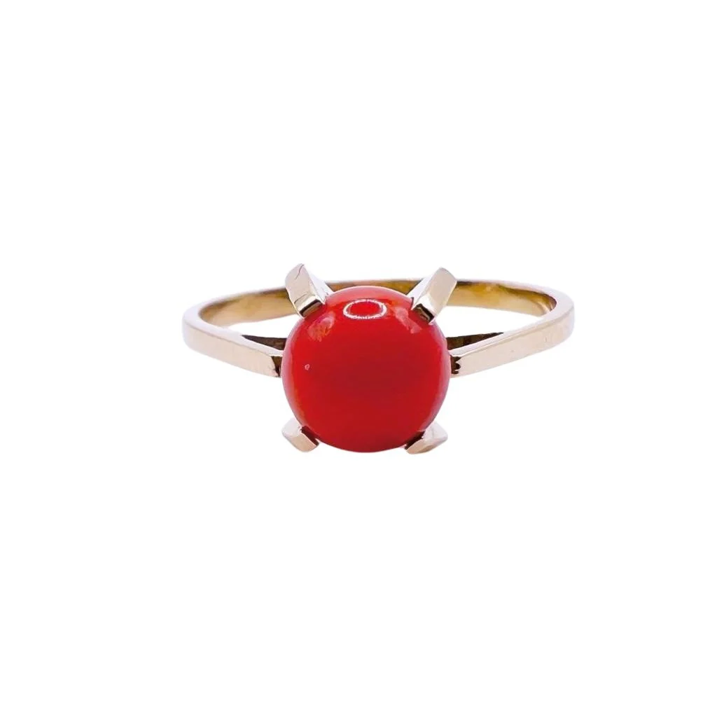 Bague en or jaune et perle de corail - Image 4