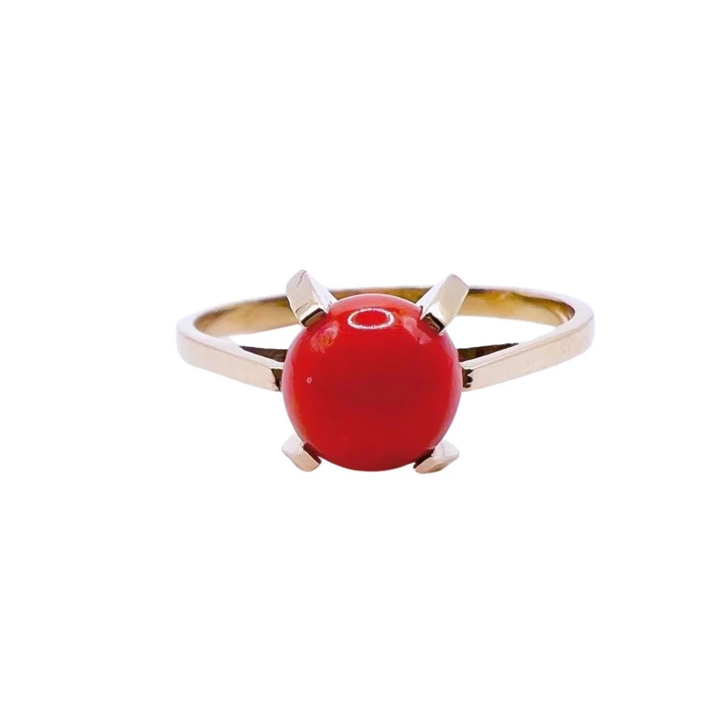 Bague en or jaune et perle de corail - Image 5