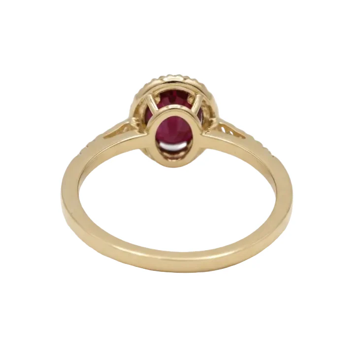 Bague Entourage en or jaune, rubis et diamants - Image 4