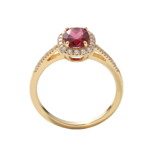 Bague Entourage en or jaune, rubis et diamants - Image 6