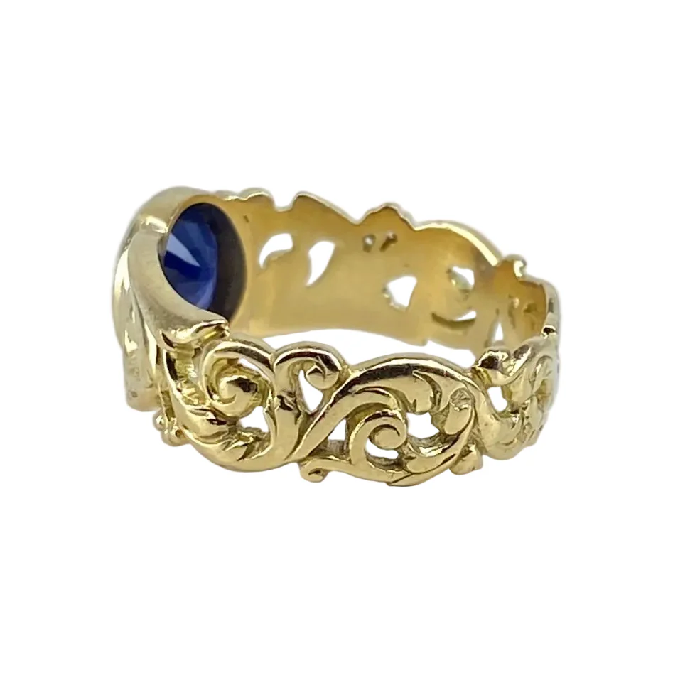 Bague en or jaune et saphir - Image 5