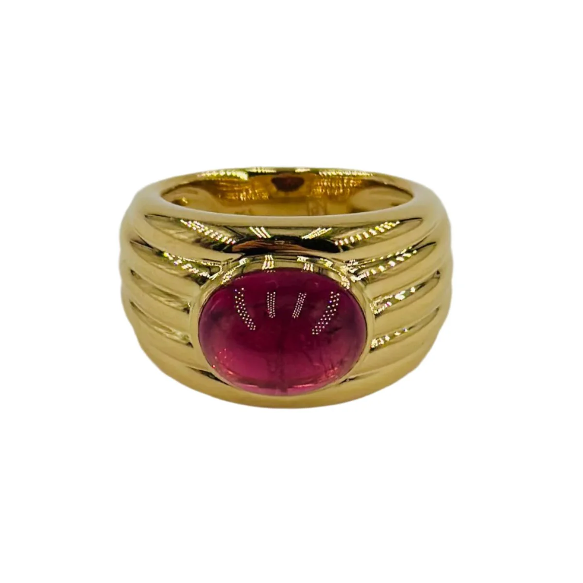 Bague en or jaune et tourmaline rose