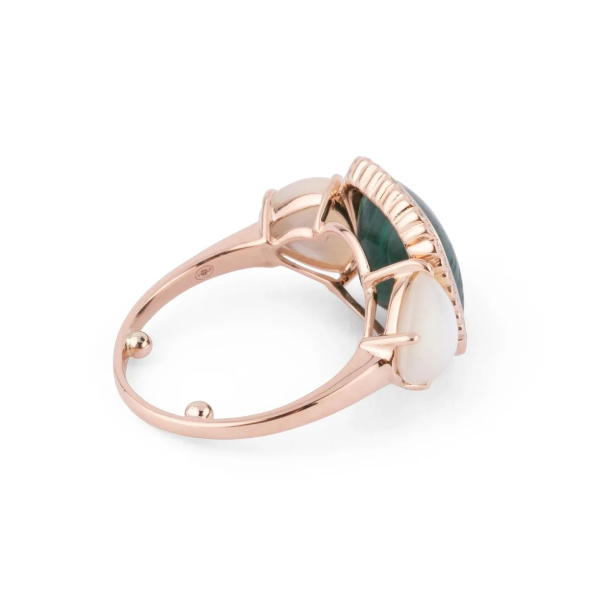 Bague en or jaune malachite,nacre et diamants - Image 4