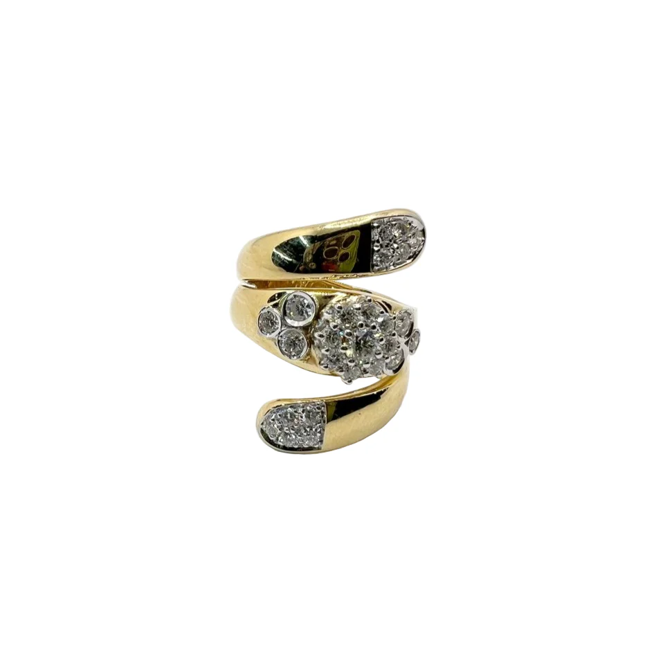 Bague Bandeau en or jaune, or blanc et diamants