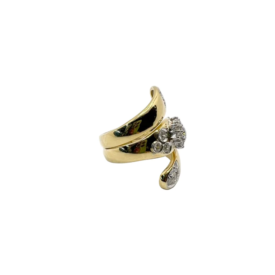 Bague Bandeau en or jaune, or blanc et diamants - Image 2