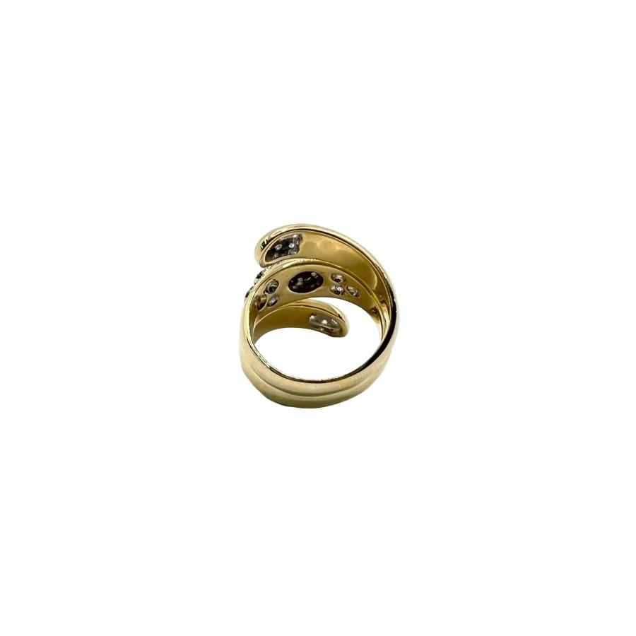 Bague Bandeau en or jaune, or blanc et diamants - Image 3