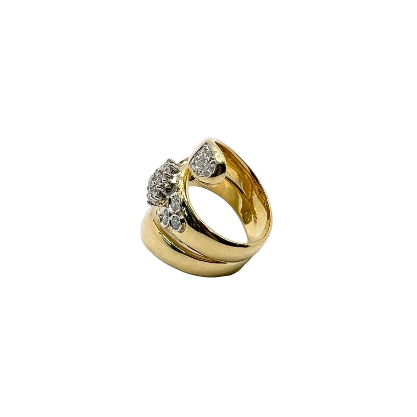 Bague Bandeau en or jaune, or blanc et diamants - Image 4