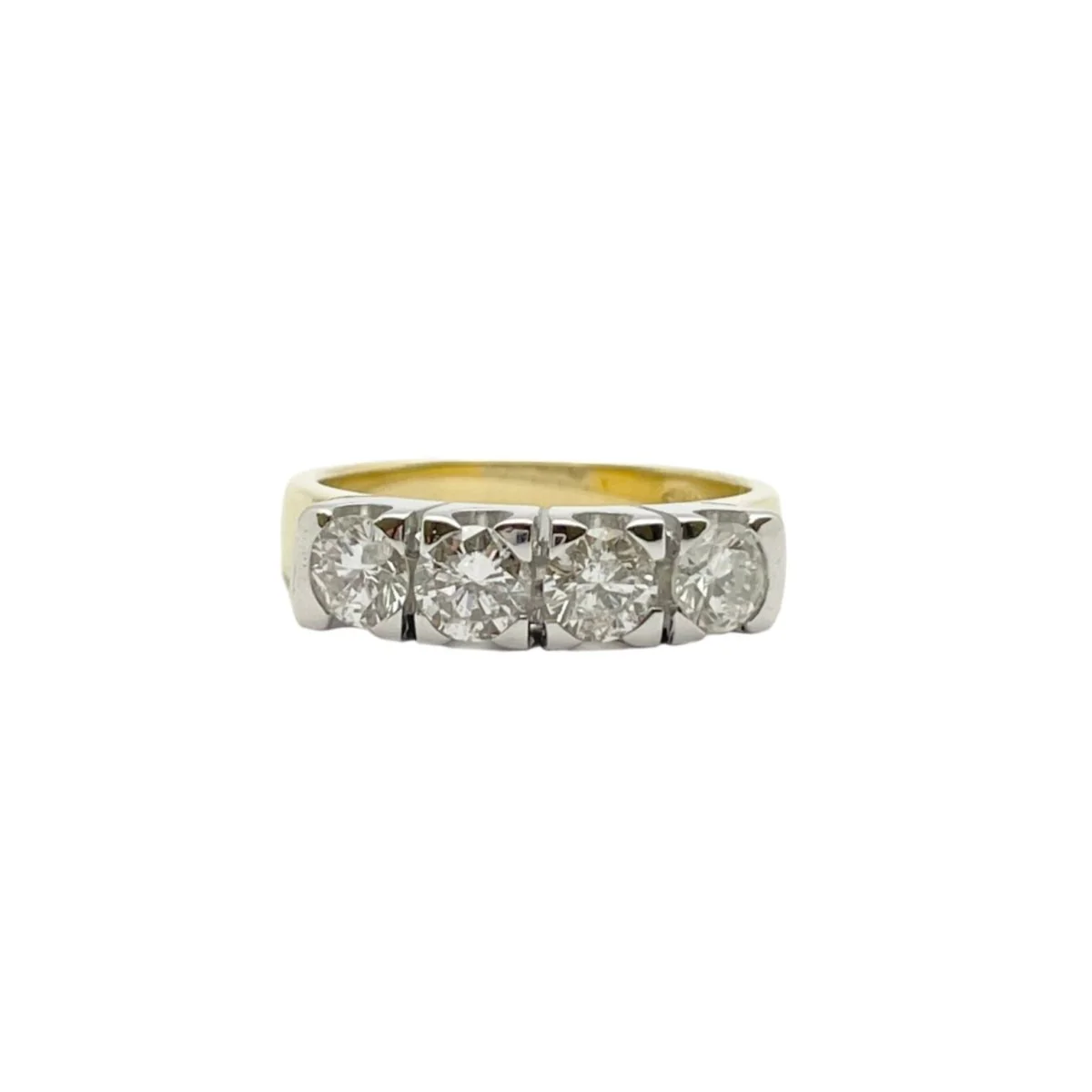 Bague Alliance en or jaune, or blanc et diamants