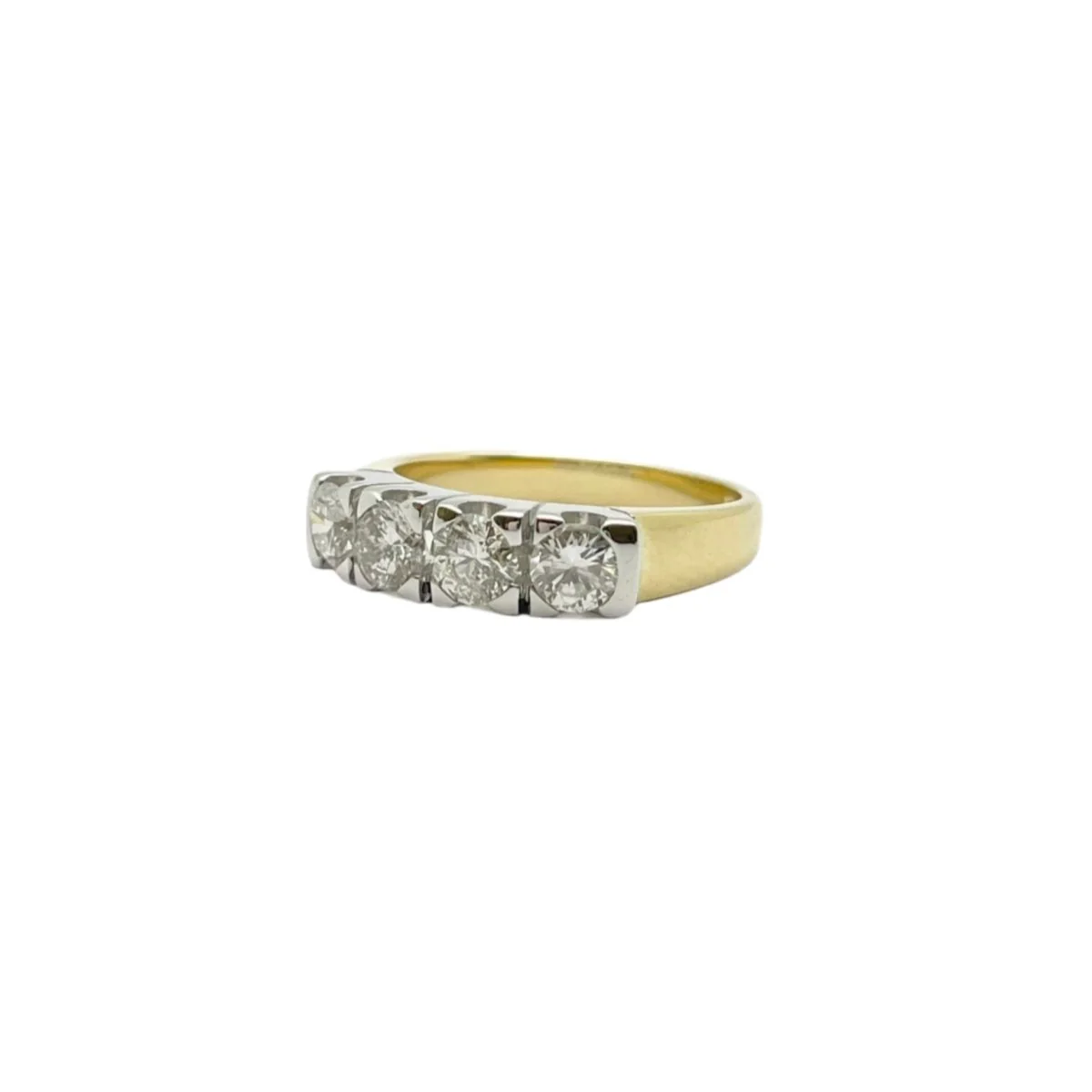Bague Alliance en or jaune, or blanc et diamants - Image 2