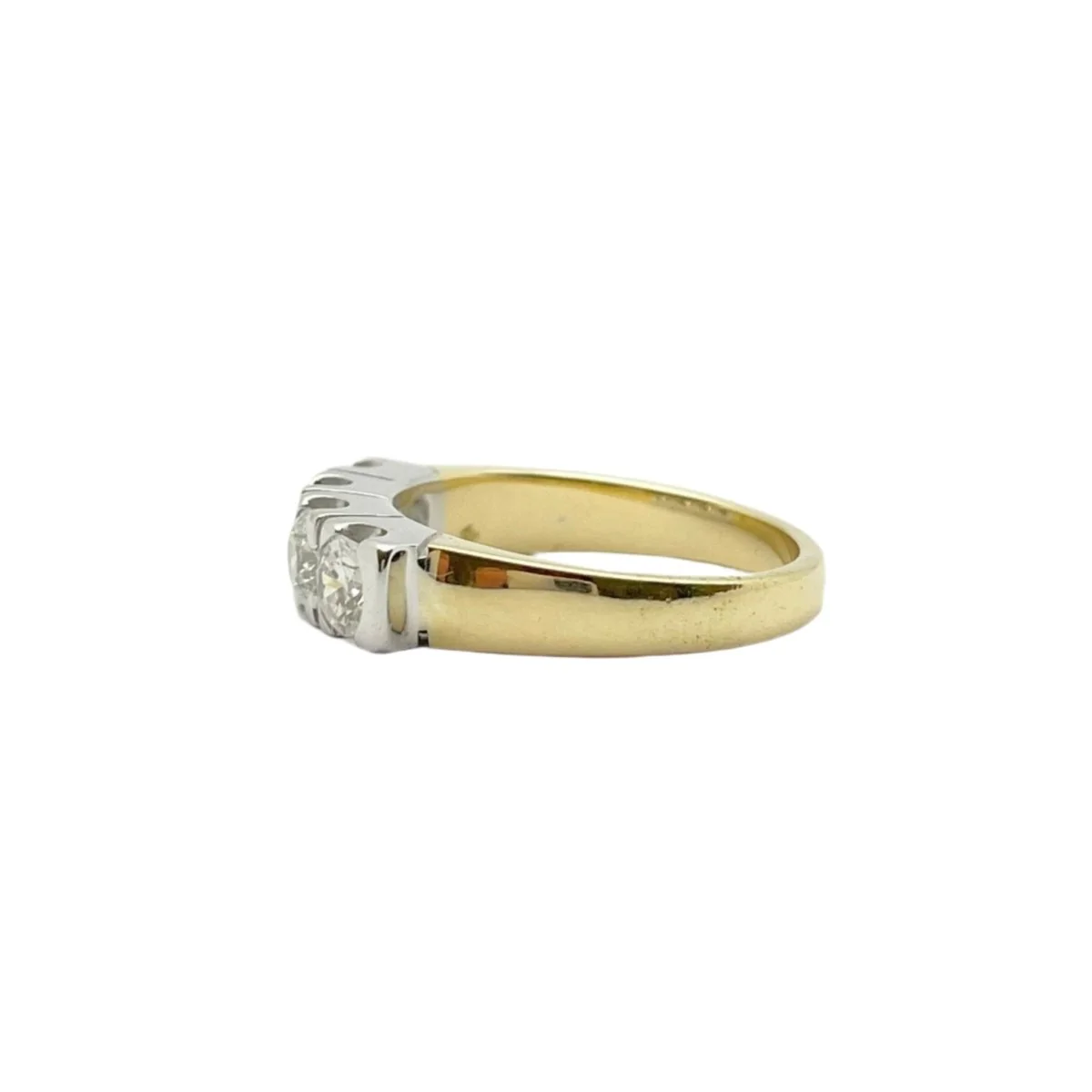 Bague Alliance en or jaune, or blanc et diamants - Image 4
