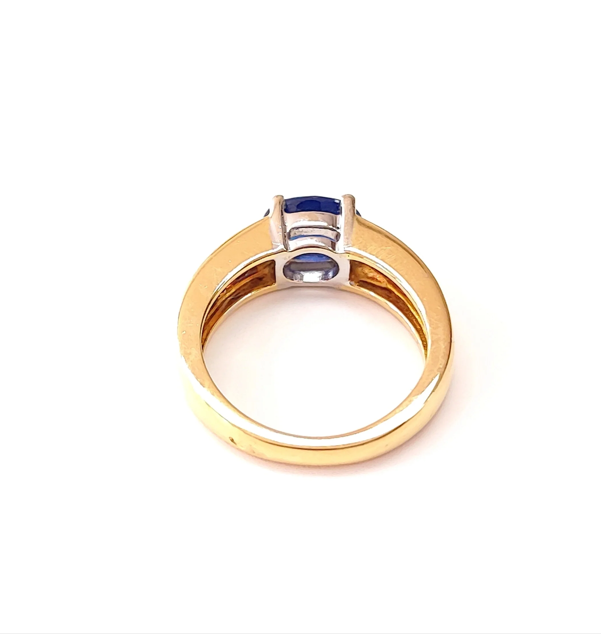 Bague en or jaune, or blanc, saphir, et diamants - Image 3