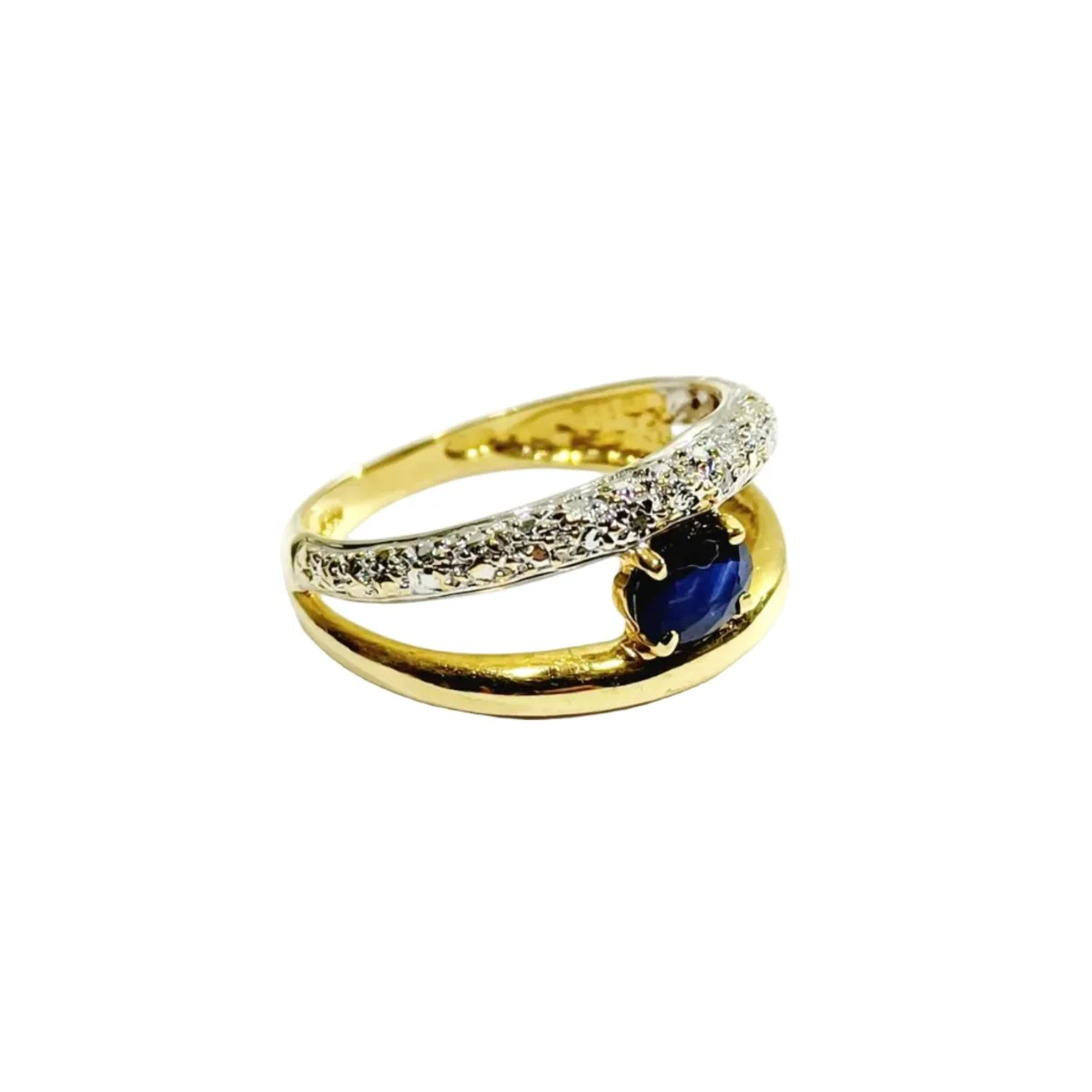 Bague en or jaune, or blanc, saphir et diamants - Image 7