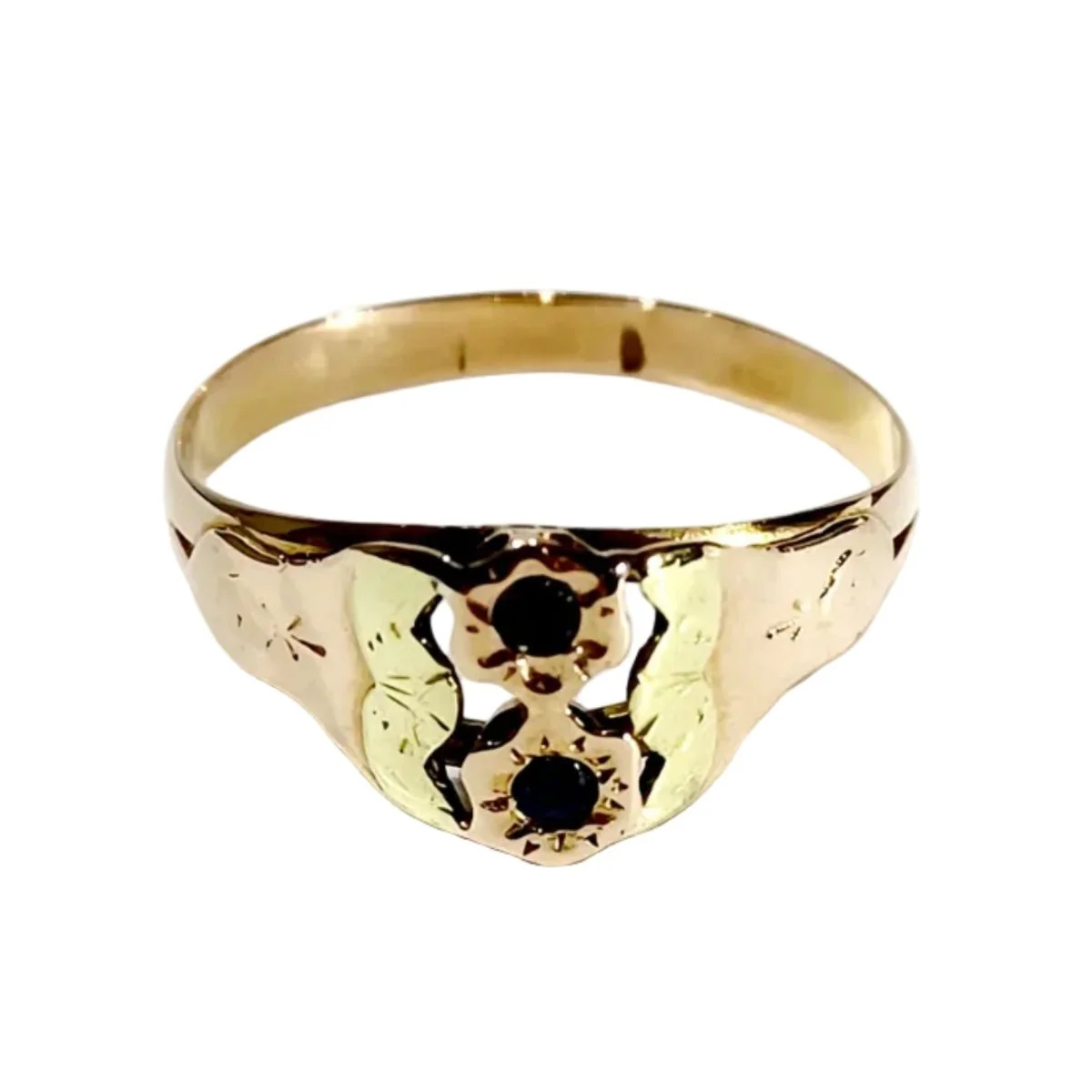 Bague en or jaune, or rose et saphirs