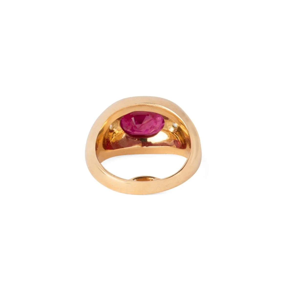 Bague en or jaune ornée d'un rubis épaulé de 2 diamants - Image 5