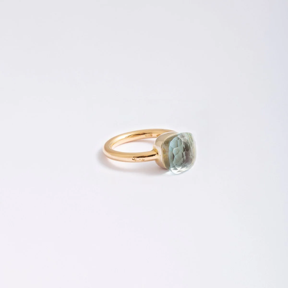 Bague POMELLATO "Nudo" or jaune ornée d'une aigue-marine - Image 2