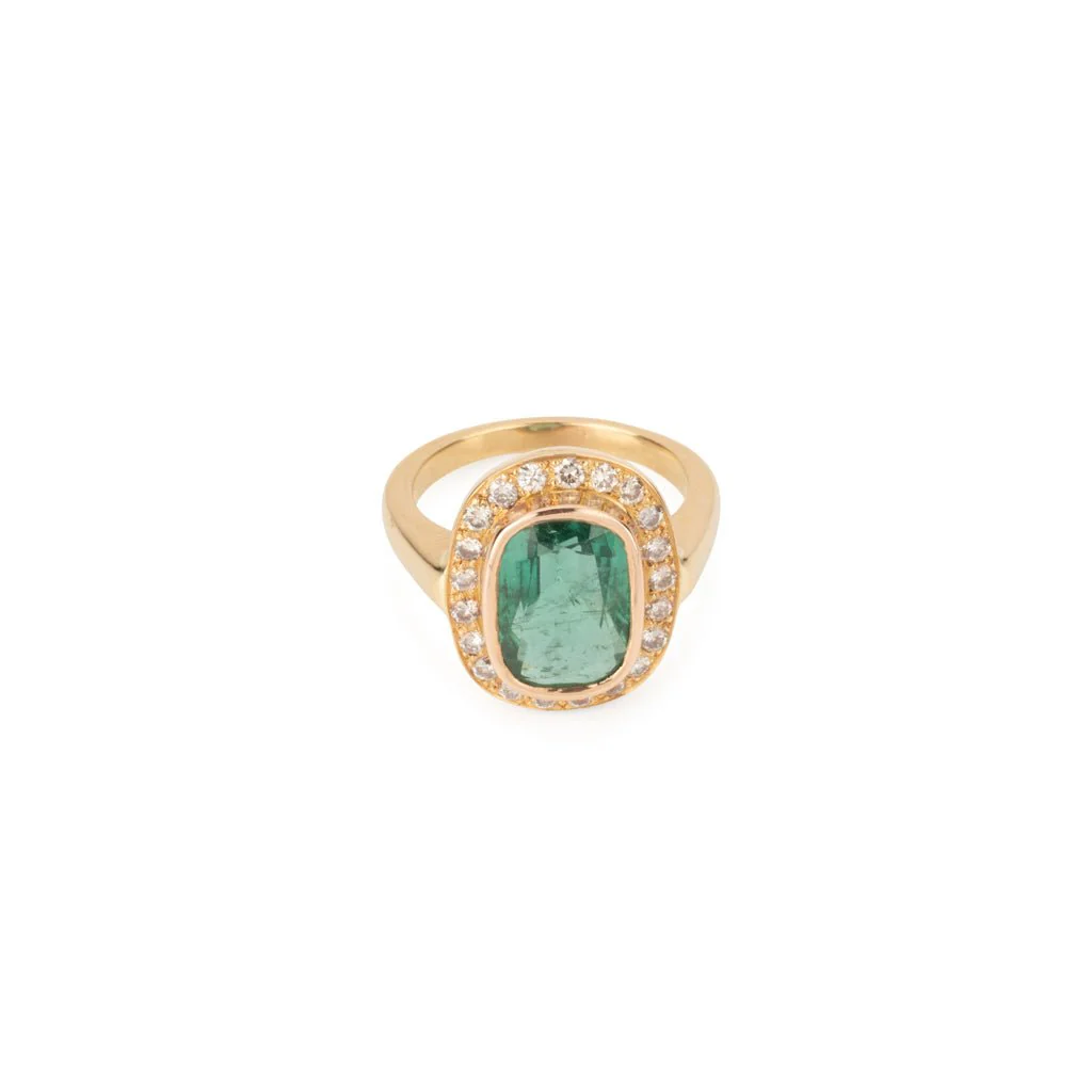 Bague en or jaune ornée d'une émeraude - Image 2