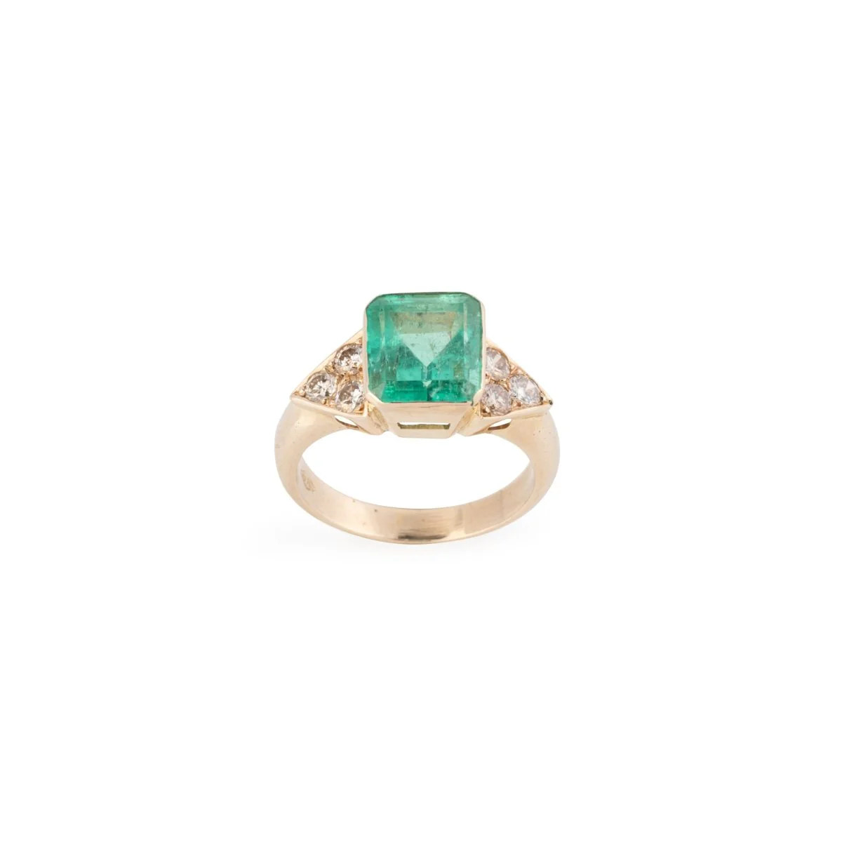 Bague en or jaune, émeraude de Colombie et diamants - Image 6