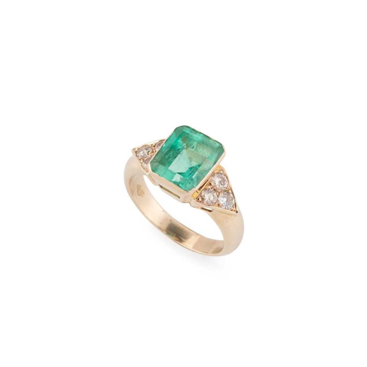 Bague en or jaune, émeraude de Colombie et diamants - Image 7