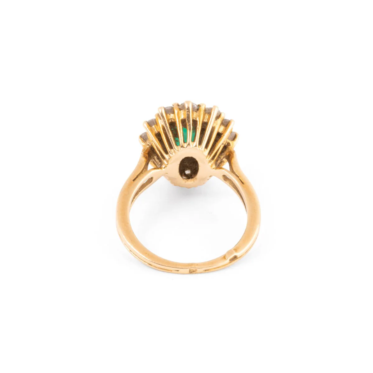 Bague marguerite en or jaune, émeraude et diamants - Image 4