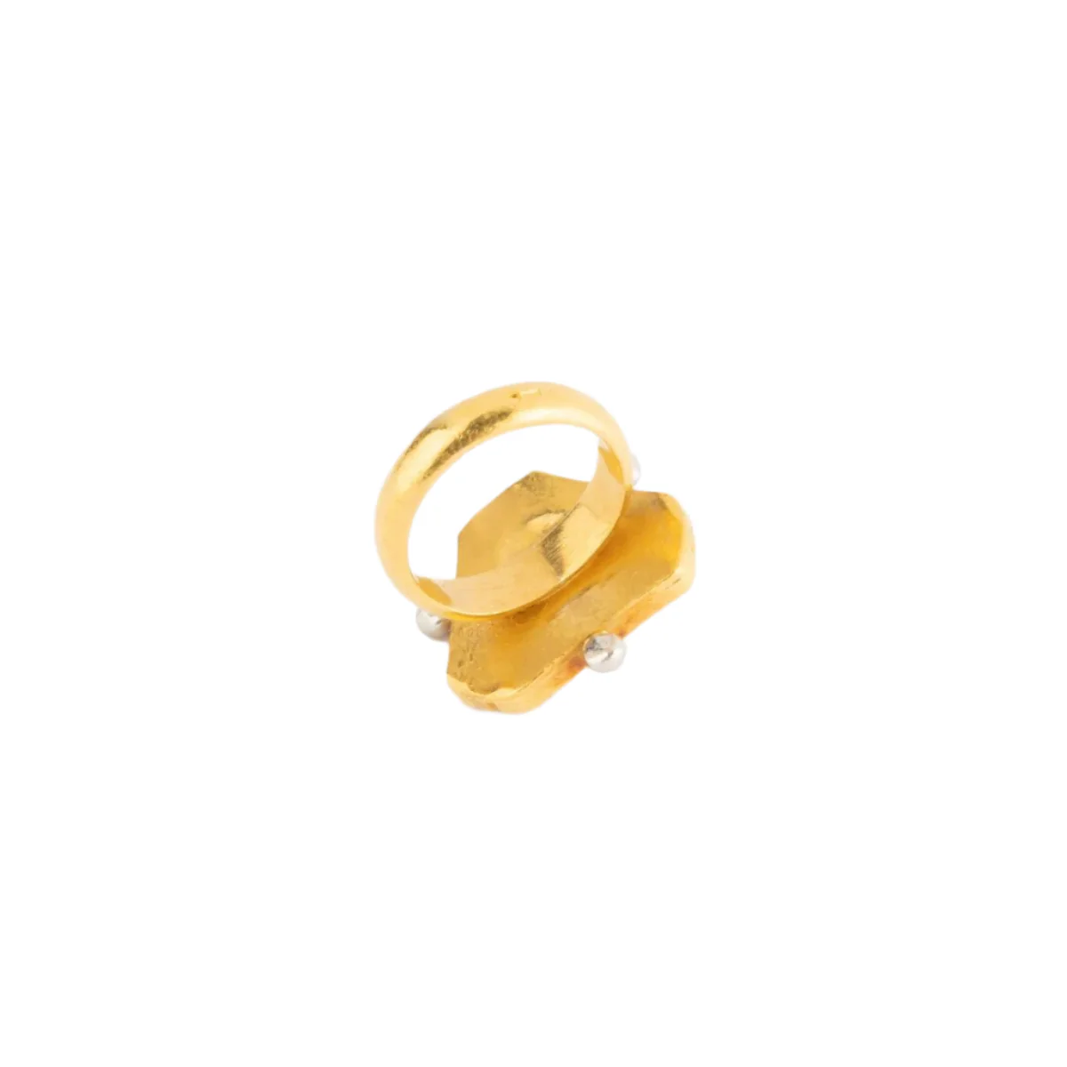 Bague Entourage Étrusque en or jaune, opale de feu, péridots et diamants - Image 6