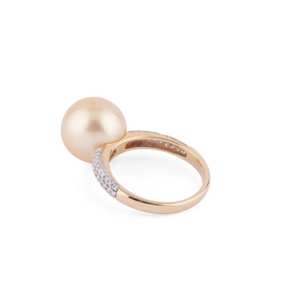 Bague en or jaune, ornée d'une perle de culture Gold des mers du sud - Image 3