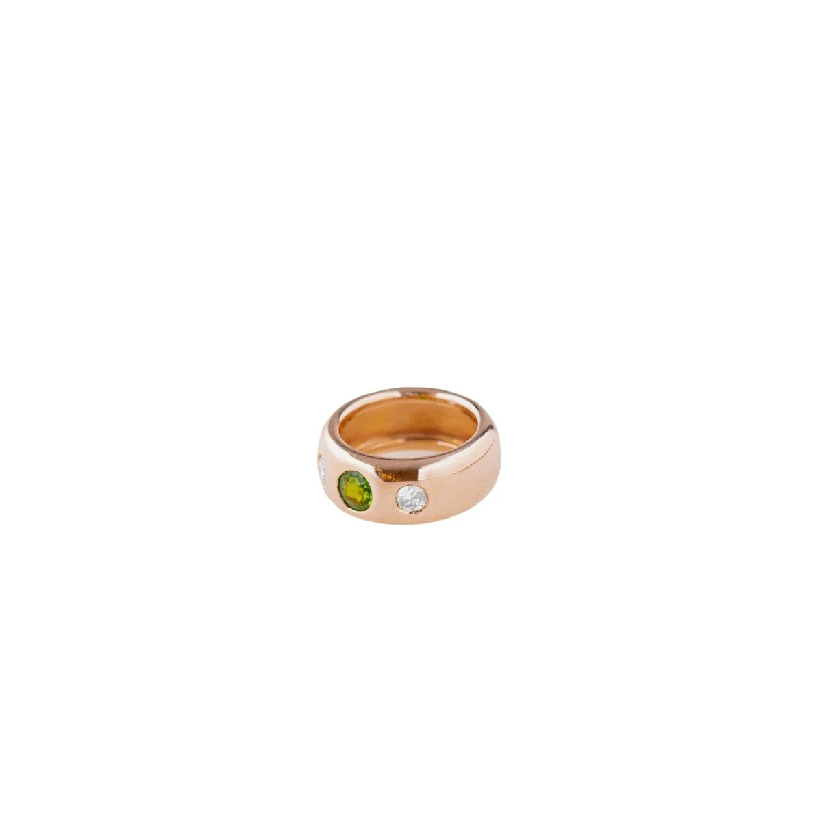 Bague Jonc en or jaune péridot et diamants