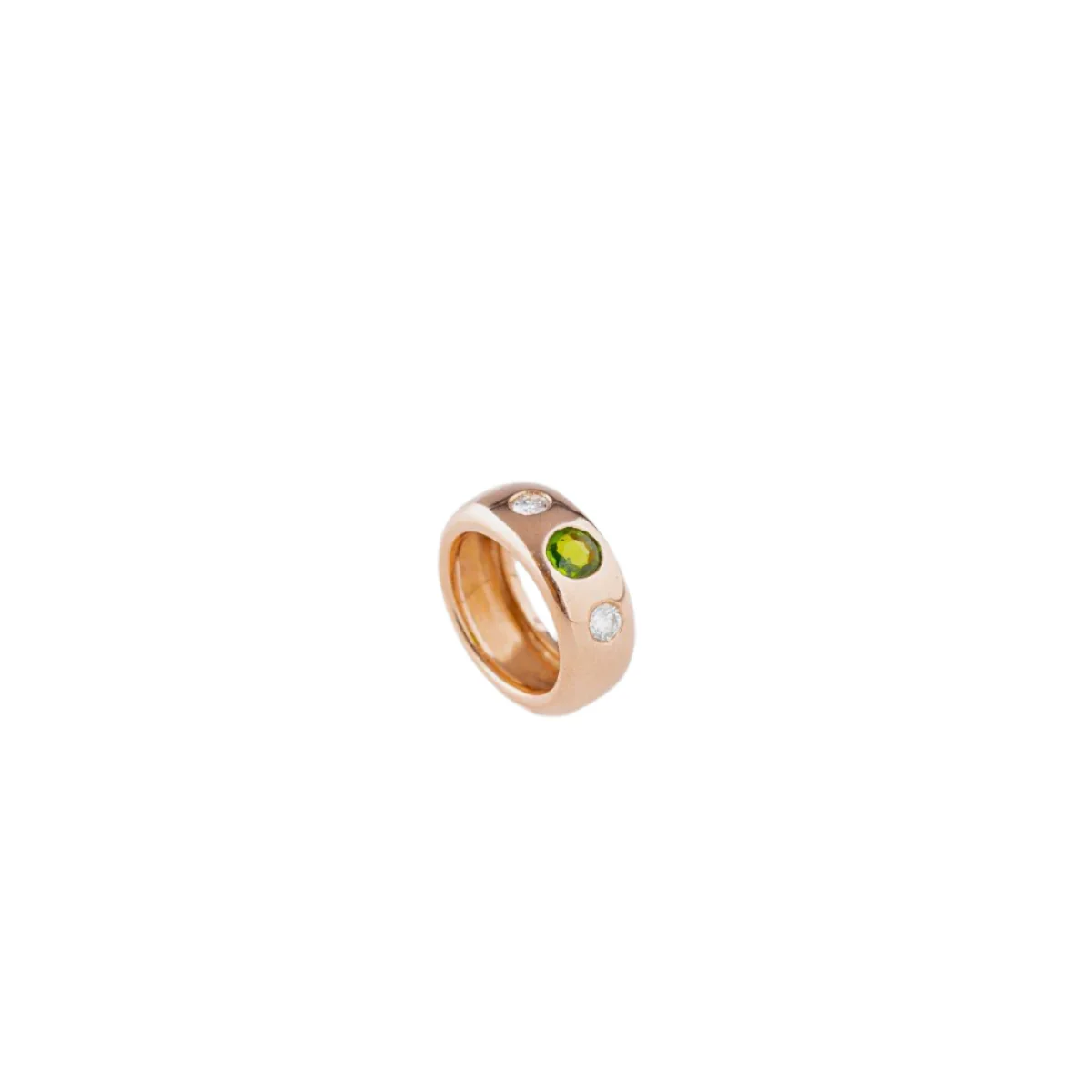 Bague Jonc en or jaune péridot et diamants - Image 2