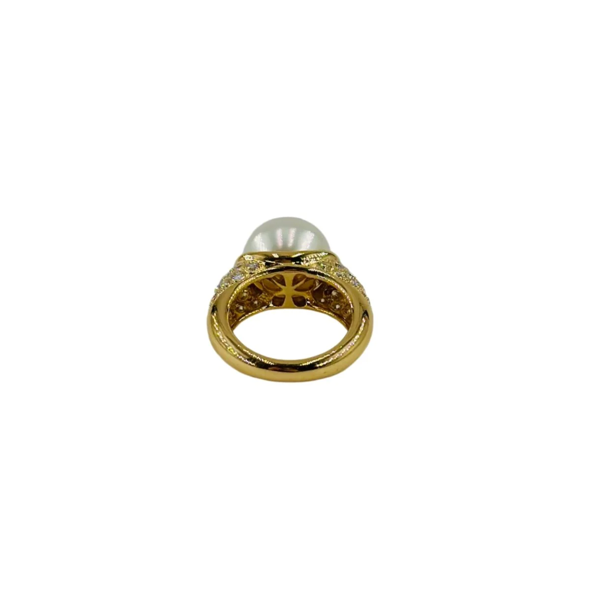 Bague en or jaune, perle et diamants - Image 3