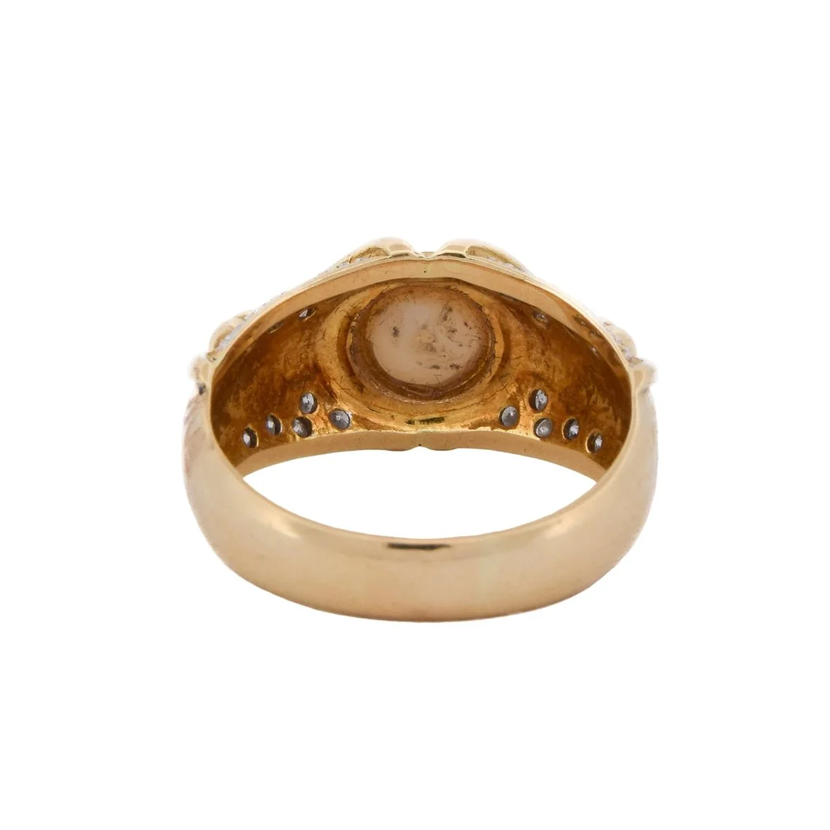 Bague en or jaune, perle et diamants - Image 5