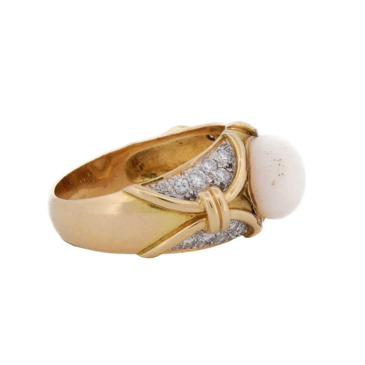 Bague en or jaune, perle et diamants - Image 6