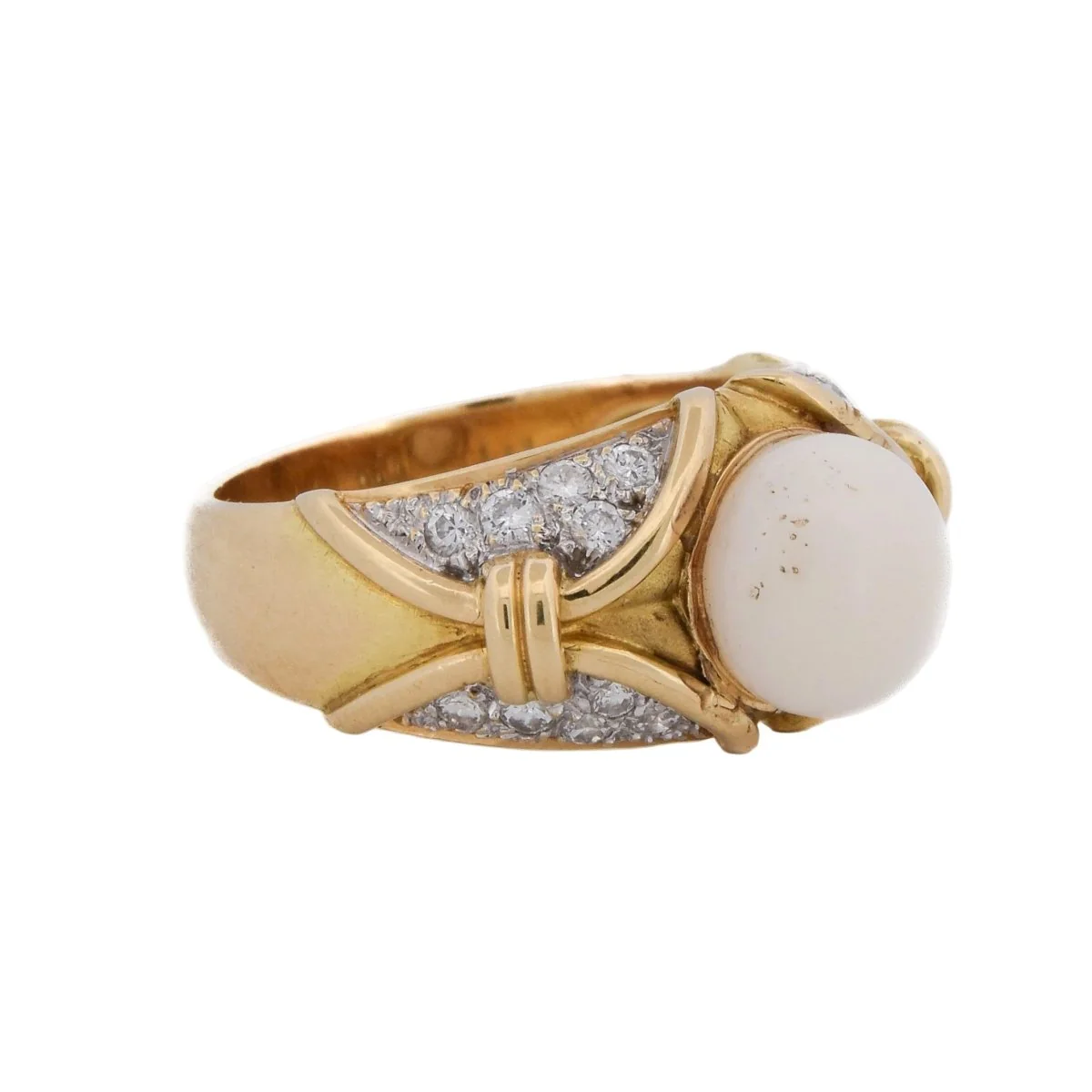 Bague en or jaune, perle et diamants - Image 7