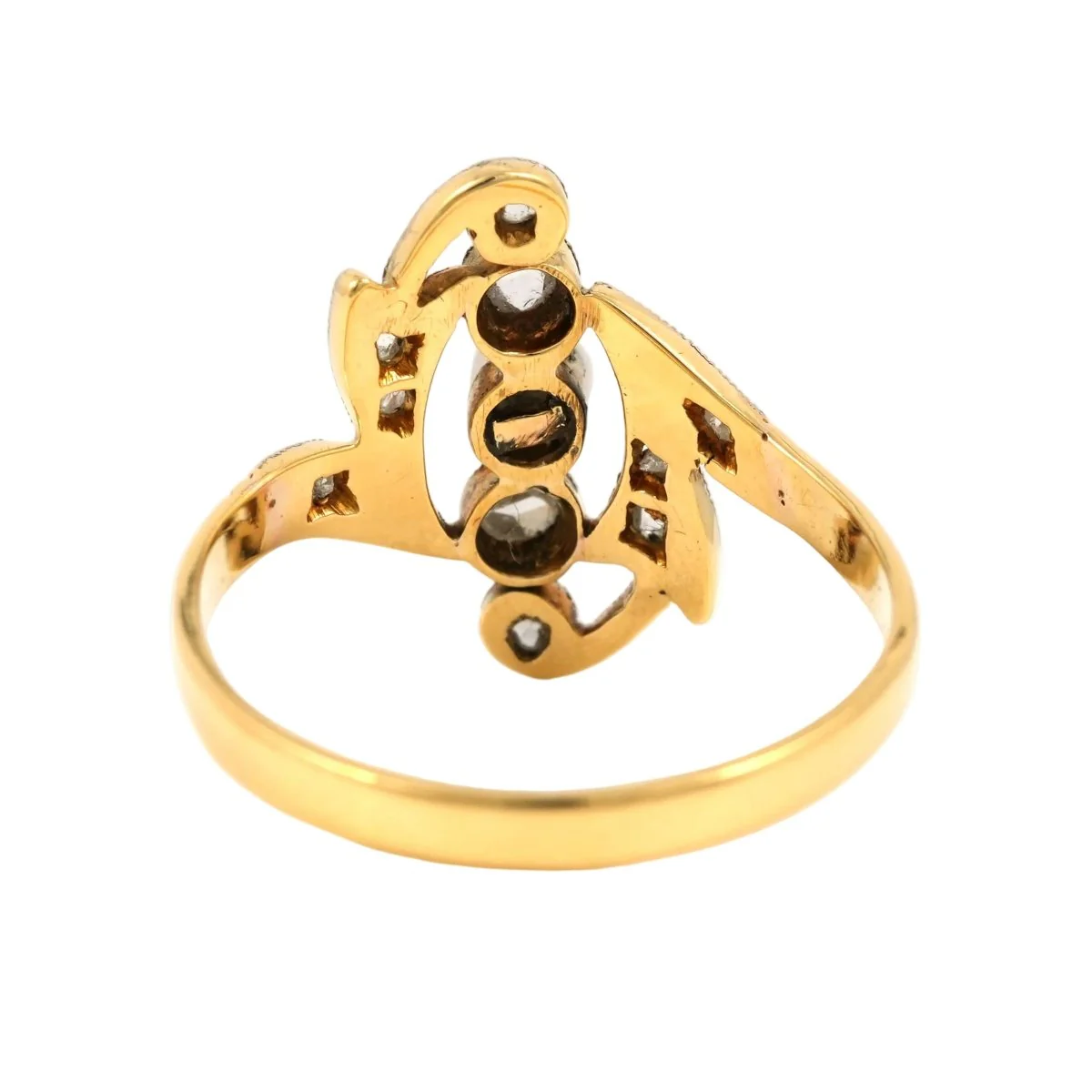 Bague en or jaune, perle et diamants - Image 4