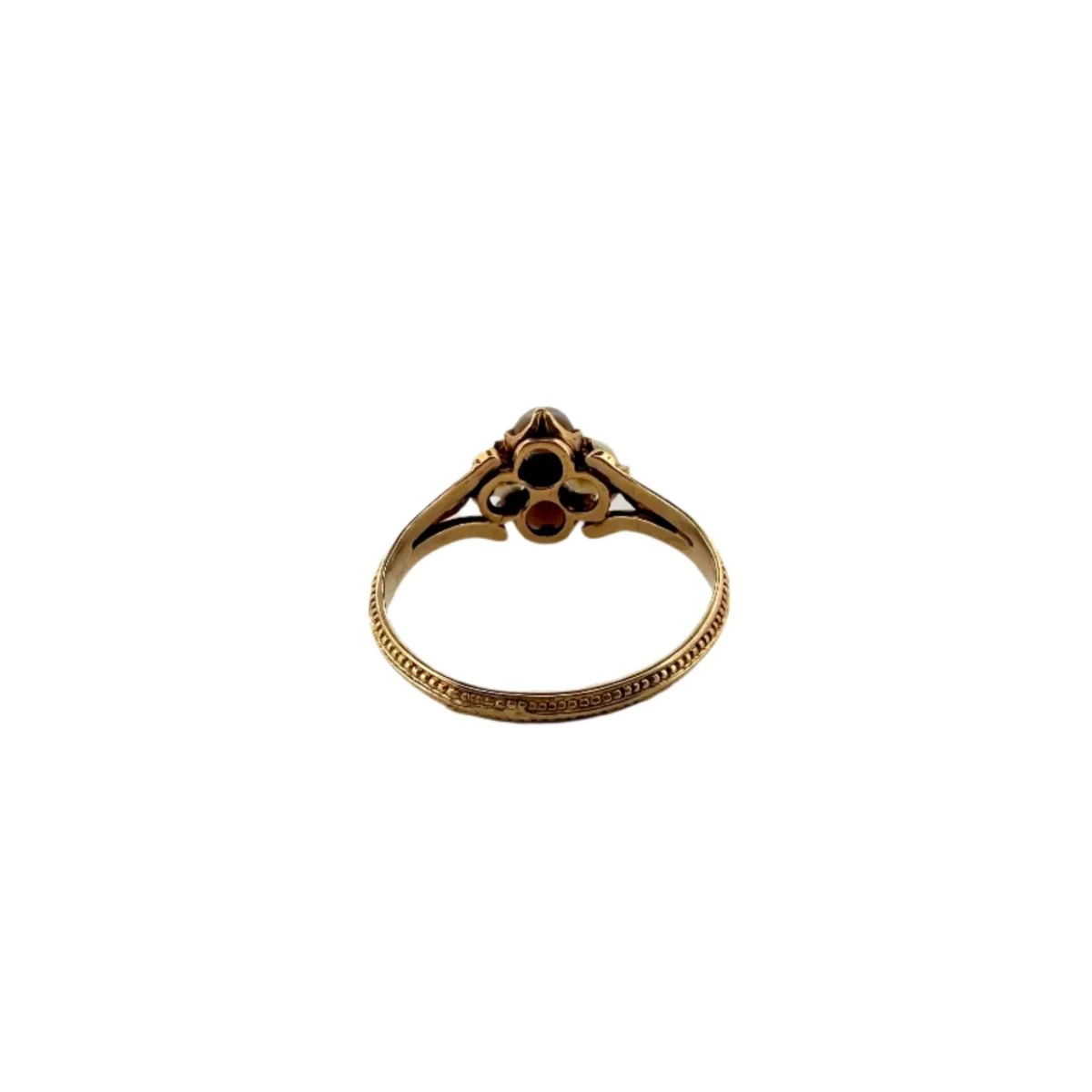 Bague en or jaune, perles et diamant - Image 4