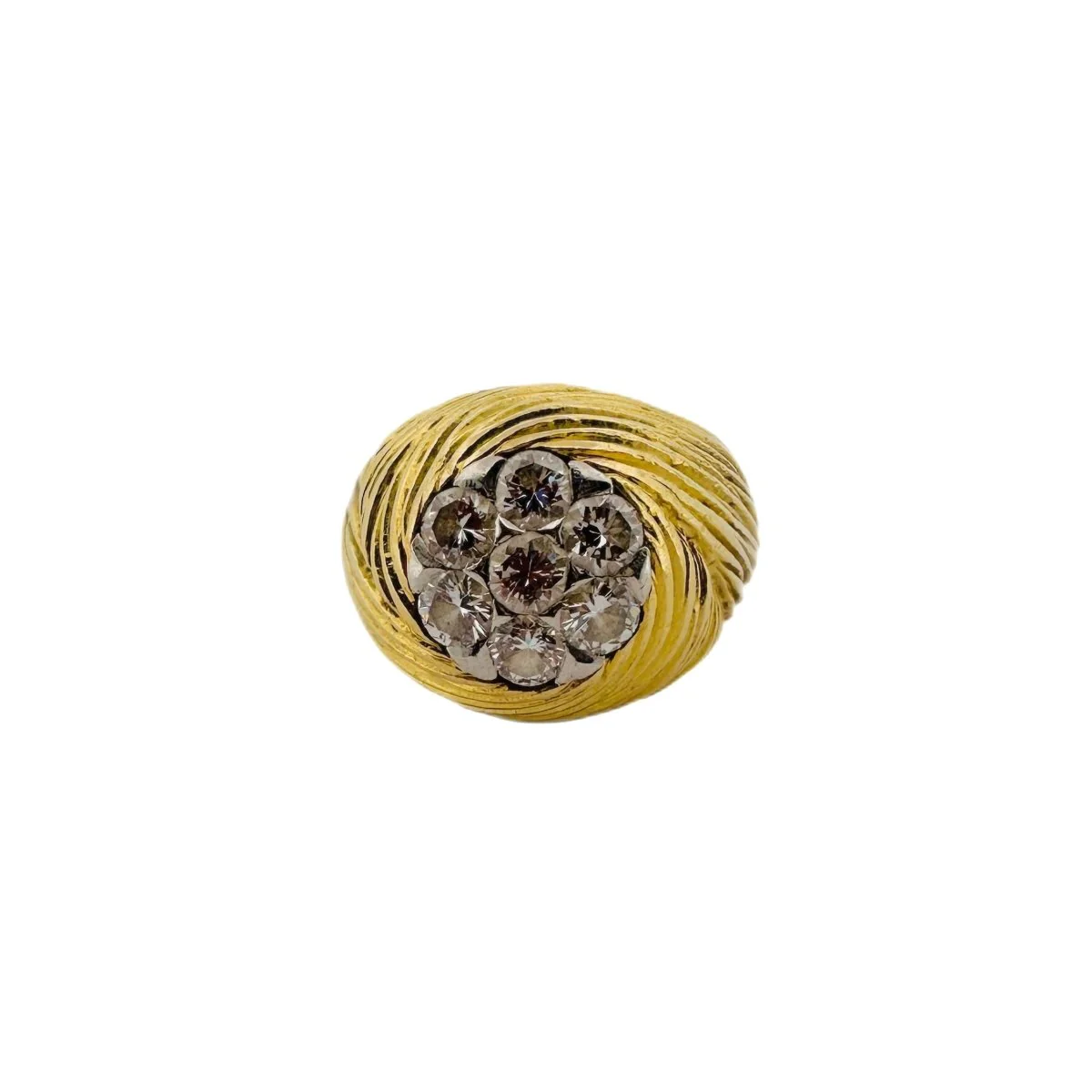 Bague Dôme en or jaune, platine et diamants