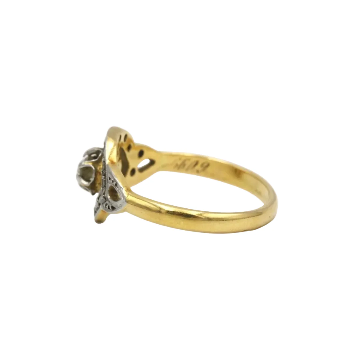 Bague Entourage en or jaune, platine et diamants - Image 3