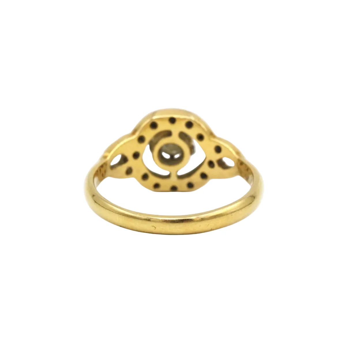 Bague Entourage en or jaune, platine et diamants - Image 4