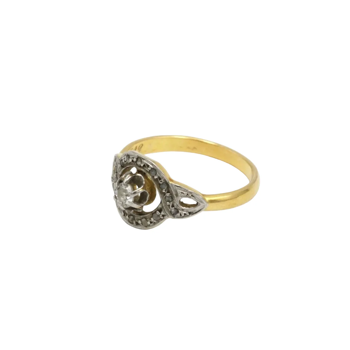 Bague Entourage en or jaune, platine et diamants - Image 5