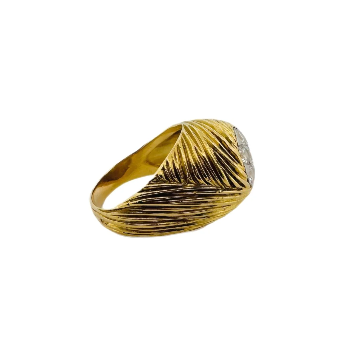Bague Dôme en or jaune, platine et diamants - Image 3