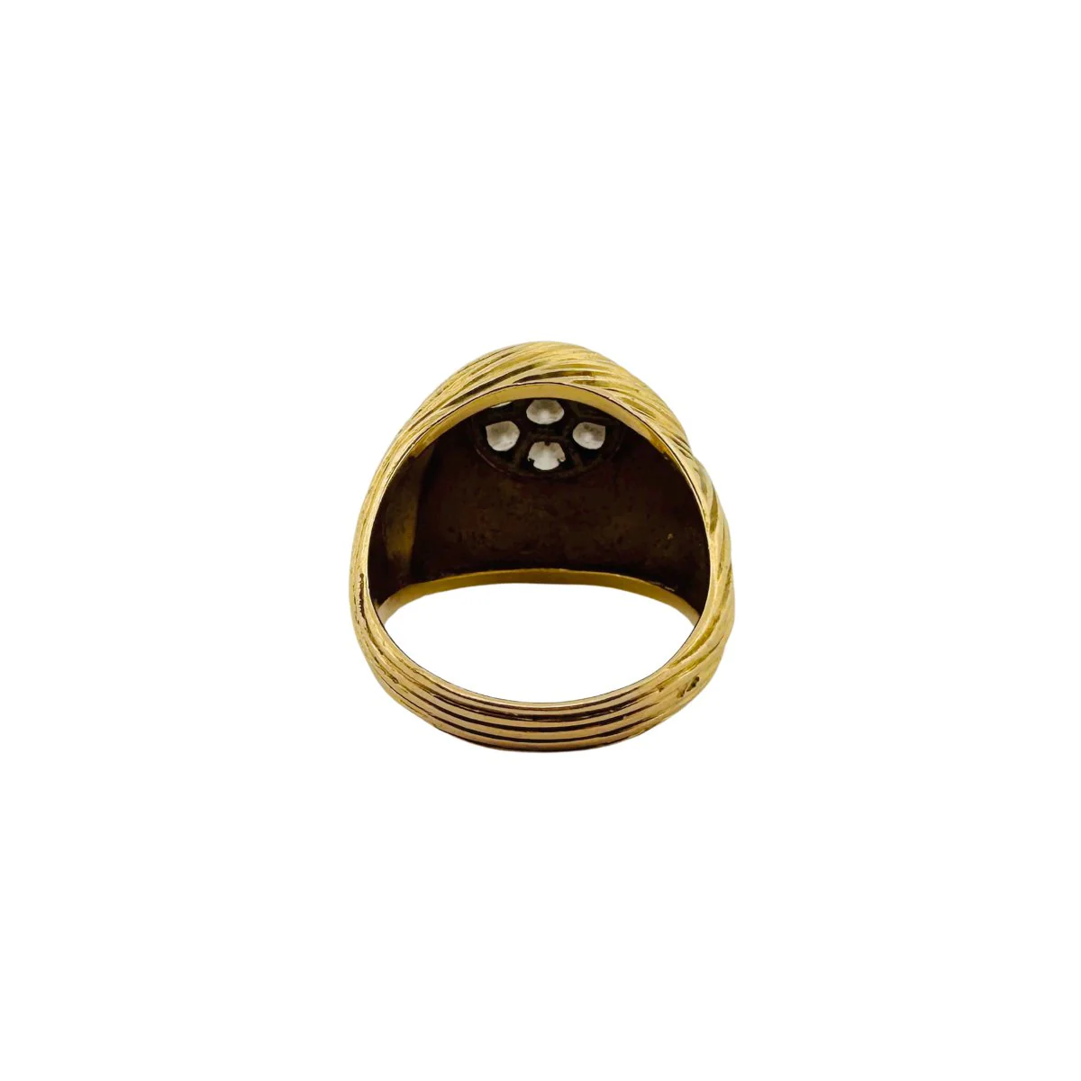Bague Dôme en or jaune, platine et diamants - Image 4