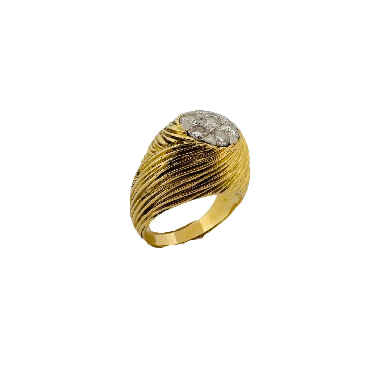 Bague Dôme en or jaune, platine et diamants - Image 6