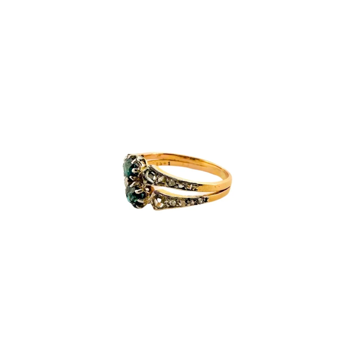 Bague Toi et Moi en or jaune, platine, saphirs et diamants - Image 4